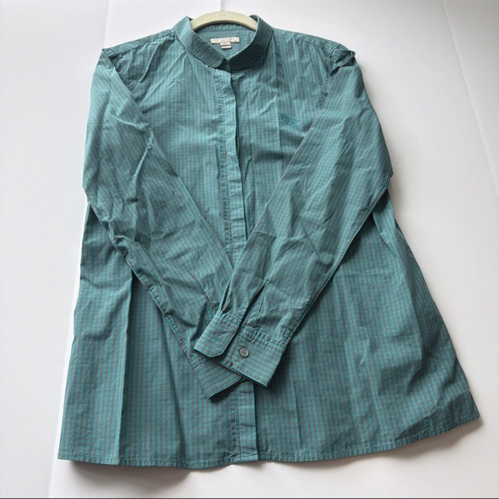 Women's VTG Burberrys Nova Check Green Long Sleeve Shirt Button-Up‎ Medium Brit